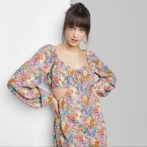 Nwt Long Sleeve Floral Mini dress with cutouts